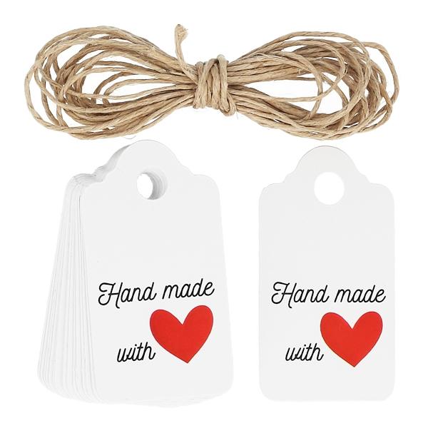 ÉTIQUETTES RECTANGULAIRES BLANCHES FAITES À LA MAIN AVEC AMOUR