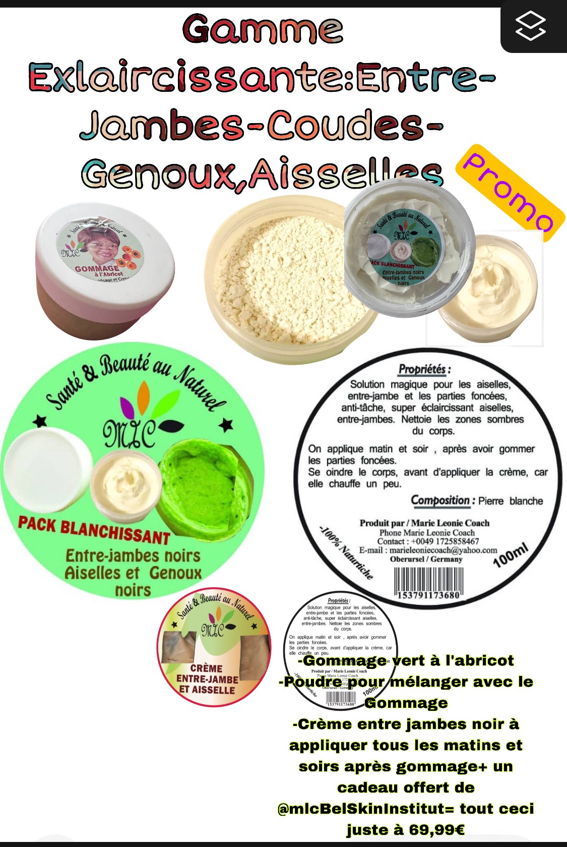 Gamme Éclaircissante: Entre-Jambes - Coudes - Genoux, Aisselles