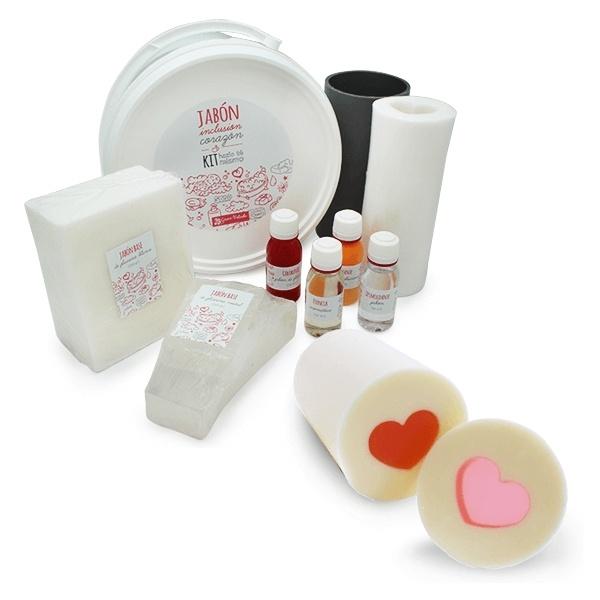 KIT COMMENT FAIRE DES SAVONS AVEC CŒUR DEDANS. MATÉRIEL ET INSTRUCTIONS