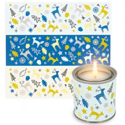 STICKERS TONS BLEU FORÊT POUR BOUGIES EN CONSERVE